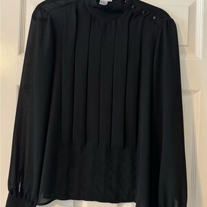 Elegant Black Pleated Blouse